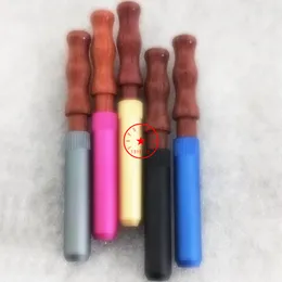 Tubi di piroga colorati in lega di alluminio Tubi di filtro per tabacco alle erbe secche Portasigarette a molla in legno Catcher portatile per fumatori Pipistrello per assaggiatore One Hitter Hand Tube DHL