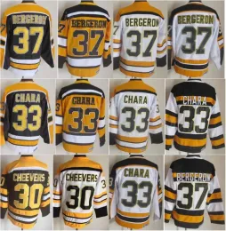 Özel CCM Hokey Retro 37 Patrice Bergeron Jersey Emekli 30 Gerry Cheevers 33 Zdeno Chara 17 Milan Lucic 75 Yıldönümü Vintage Classic Bla