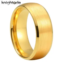 Bröllopsringar 6mm 8mm Gold Tungsten Carbide Wedding Rings Mens Womens Par Rings Round Top Brush Fact Efriped Fit 231214