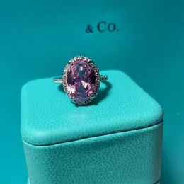 Дизайнерское кольцо для женщин, роскошное кольцо с бриллиантом, высококачественное ювелирное изделие, подарок, кольцо с фиолетовым драгоценным камнем в оригинальной коробке