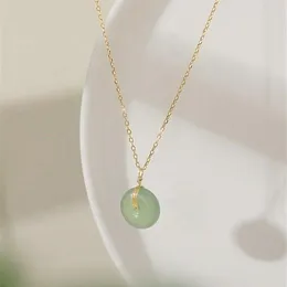 Wholale S925 Gold Sterling Sier Round Jade Pendant Choker Naszyjnik274o