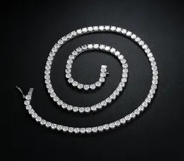 Luckyshine Nowy 24 18 -calowy naszyjnik łańcucha tenisowego 4 mm okrągłe kryształowe klejnoty cyrkonu z cyrkonami srebra dla mężczyzn039s biżuteria Ne4499166