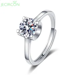 Eheringe JECIRCON Live Mouth Design Plain Silver Bull Head Ring D Farbe 1 Karat 925 Sterling Silber Hochzeit Verlobungsgeschenk 231214