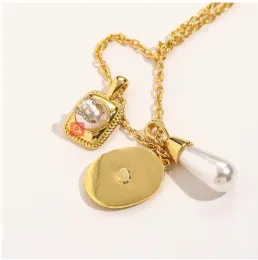 Роскошные женские дизайнерские брендовые ожерелья с двойными буквами, роскошные колье-подвески из 18-каратного золота с покрытием из нержавеющей стали, ожерелье-свитер, эффектные ювелирные аксессуары