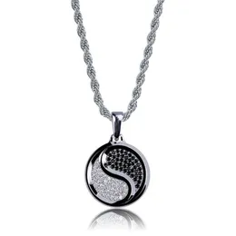 Zircônia cúbica hiphop yin-yang pingente colares para homens bling gelo para fora hip hop jesus jóias 18k banhado a ouro colar278y