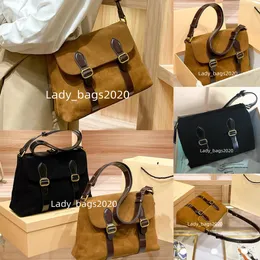 Bolsa ETTE Bolsa Postman Camurça Couro Axilar Bolsas Coreia Niche Ette Bolsa Feminina Bolsa de Couro de Grande Capacidade Messenger Maillard Bolsa Alça de Ombro Bolsa Crossbody