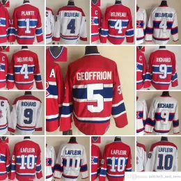 Custom 1980 Movie Vintage Hockey 4 Jean Beliveau Jerseys CCM Hafdery 10 Guy LaFleur 9 Maurice Richard 5 Bernie Geoffrion 1 Jacques Plante