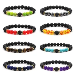 Bracciale in pietra curativa Reiki con occhio di tigre, equilibrio yoga, energia, pietre laviche naturali, gioielli con perline