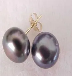 89 mm Tahitian Black Pearl Stud Earrings 14k GOLDbox01235470625