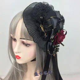 Mini chapéu fascinator feito à mão, customização lolita, gótico, rosa, fita, arco, presilhas de cabelo, fantasia, festa, baile, renda, chapéu