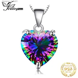 Pendant Necklaces JewelryPalace Heart Natural Rainbow Fire Mystic Quartz 925 Sterling Silver Pendant Necklace for Women Gemstone Choker No ChainL231215