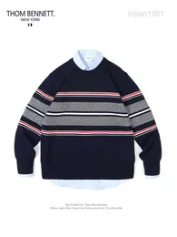 2023Thom 공식 주력 상점 유럽 및 미국 패션 브랜드 Tom Brown Four Bar Stripe TB Knitwear 커플 남성용