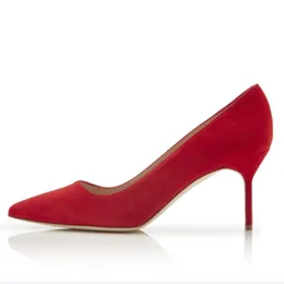 Sandálias femininas famosas BB 70 mm Bombas Luxo Vermelho Brilhante Camurça Preta Dedos Apontados Itália Perfeita Boca Rasa Designer Diariamente Casual Stiletto Salto Alto Sandália Caixa UE 35-43