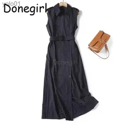 Urban Sexy Dresses Donegirl Fashion Women 2023 Autumn New Sleless Double Breasted Striped Lapel Blazer Dress Belt Slim Comte Dress Fe ChicL231215