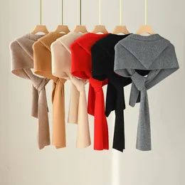 Tücher BELIARST Schal aus 100 % reiner Wolle für Damen, einfarbig, mit Kapuze, Schulterschutz, Herbst und Winter, warmer Strick-Modeschal 231214