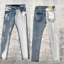 Jeans masculinos real po roxo marca denim calças retro lavado fazer velho unisex de alta qualidade cor contraste retalhos estiramento