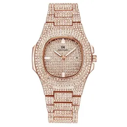 Haute Qualité Hommes Femmes Montre 40mm Plein Diamant Glacé Carré Designer Montres Mouvement À Quartz Couple Amoureux Horloge Montre-Bracelet Ta239f
