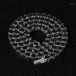 DNSCHIC – collier de Tennis glacé, ligne de chaîne en or blanc de 5mm avec CZ noir pour hommes et femmes, bijoux Hip Hop rappeur Street Fashion12668