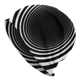 Berets Black White Vortex Illusion Bonnet Hat Street Skullies Beanies For Men Women Adult Knitting Hats Warm Head Wrap Unisex Caps