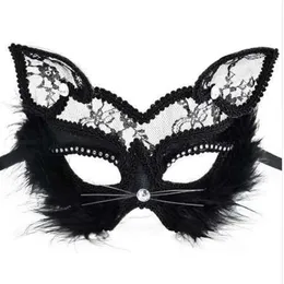 19/8 cm Maschere di volpe Maschera di gatto di pizzo sexy PVC Nero Bianco Donne Maschera di ballo in maschera veneziana QERFORMANCE Maschere divertenti267O