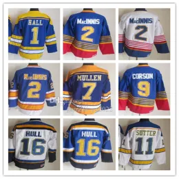 2023 MEN AL Macinnis Vintage Hockey Jerseys Brett Hull Glenn Hall Joe Mullen Shayne Corson Brian Sutter stitched reorto reorms Blue White