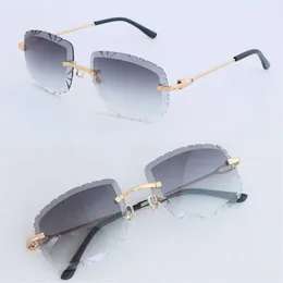 Son moda metal rimless güneş gözlükleri adam kadın tasarımcısı elmas kesilmiş güneş gözlükleri koruma açık tasarım 00500 güneş gözlüğü optik279z