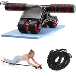 Ab Rollers 4 Wheels Roller For Core Workout Abdominal Trainers with Resistance Bands Knee Mat Perfect Home Gym Equipment for Men Women 231214