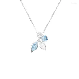 Подвески из стерлингового серебра 925 пробы, люкс, небесно-голубой глазурованный лист, кольцо, браслет, ожерелье для женщин, подарочные ювелирные изделия