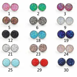 Orecchini a lobo 50Paris/Lot 12mm Acciaio inossidabile lucido Drusy Gioielli fatti a mano Druzy Sparkly Dome Seals Cabochon