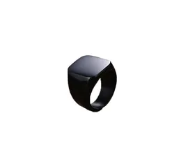 Herrkvinnor Pinky Ring rostfritt stålband Big Rings Silvercolor Black Signet Polished Biker Bague Party Jewelry Anillos81498966658275