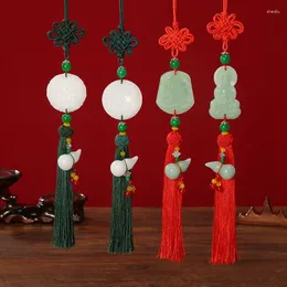 Keychains 연한 녹색 jade 조롱박 펜던트 부드러운 세일링 차 안팎에서 부처님 guanyin 꽃병 액세서리