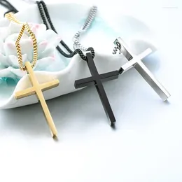 Anhänger Halsketten Spiegel Gebürstet Kreuz Edelstahl Männer Einzigartige Titan Halskette Kette Schmuck