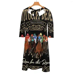 Casual Dresses Derby Run for the Roses Horse Racing Masks Classic T - Shirt.png Back snörning Backless Dress Square Neck Sweetheart Knot