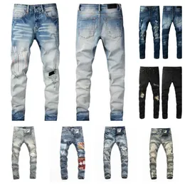 Designer Herren Amirs Jeans Denim Stickerei Hosen Mode Löcher Hosen Hip Hop Distressed Reißverschluss Hosen für Männer yt