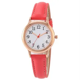 Números claros pulseira de couro fino quartzo relógios femininos simples elegantes estudantes relógio 31mm dial relógios de pulso190n