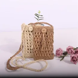 Borse da sera Ladies Straw Vintage Straw ROPE OCCAZIONE Viaggio in tessuto Piccole borse per borse da donna Casualmente Mini Telefono di telefono Croce 23305 23305