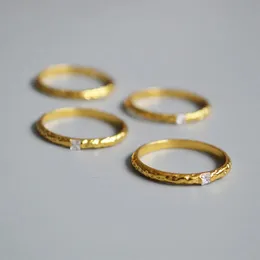 Bröllopsringar franska cool stil enkel skiktad vanlig ansikte öppning mässing guld pläterad pekfinger ring kvinnlig 231214