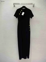 디자이너 여성 의류 소녀 여름 옷 패션 버튼 트림 프론트 스플릿 디자인 슬림 한 딱정