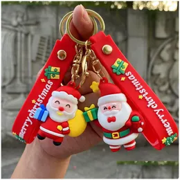 Festa favor festa favor nova série de natal chaveiro de borracha macia dos desenhos animados papai noel chaveiro saco pingente gota entrega casa jardim dhprb