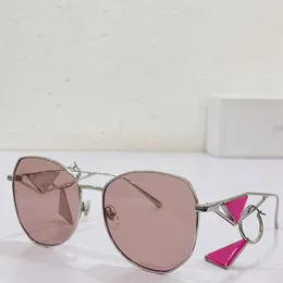 Mens modevarumärkesdesigners bästsäljande solklass med triangellogotyp Menskvinnor Hålade ut spegelben Pink Lenses UV400 Beach Solglasögon med Box Spa57y