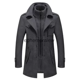 Misto lana da uomo Cappotto misto misto due pezzi finto Uomo 2022 Inverno Nuovo uomo Cashmere Slim Fit Peacoat di lana Cappotto da lavoro Giacca a ventoephemeralew