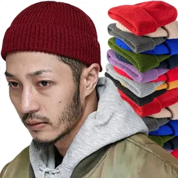 Cappelli Sciarpe Set Berretti solidi Berretti lavorati a maglia per uomo Donna Zucchetto Ins Inverno caldo senza tesa Baggy Melone Polsino Cappello a secchiello Docker Hip Hop Skullies 231214