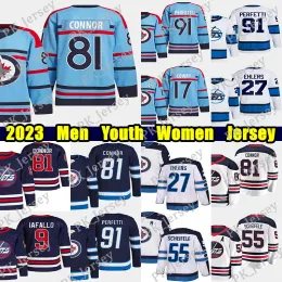 CUSTOM #81 Kyle Connor Reverse Retro Hockey-Trikot #27 Nikolaj Ehlers Mark Scheifele Nate Schmidt Josh Morrissey Alex Iafallo Mason Appleton