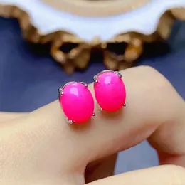 Orecchini a bottone ovali 7x9 mm VVS opale di fuoco rosa argento sterling 925 semplici da donna per regalo