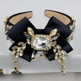 Baroque Exaggerated Sparkly Gem Big Crown Royal Bow Crystal And Filigree Tiara Hair Bands Wedding Bridal Accessories