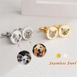 Pendant Necklaces Custom Cuff Links Pet Portrait Personalized Po Cufflinks Valentines Day Gift For Him Memorial Father 231214