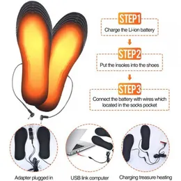 Sportsocken USB beheizte Schuheinlagen Elektrisches Fußwärmepad Fußwärmer Sockenmatte Outdoor-Einlegesohle mit Batteriebox 231215