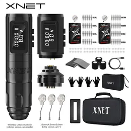 Dövme Tabanca Kitleri Xnet Pençeleri Kablosuz Makine Coreless Motor 3 5 4 5 0mm Strokes 40 Parça Karışık Kartuş Sanatçılar için 231214