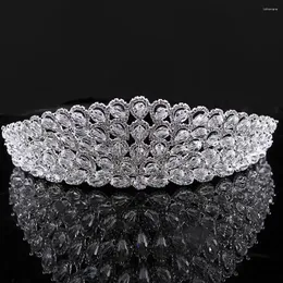 Klipy do włosów ycdzswwl kobiety luksus pełny rhinestone Tiaras Bride Crystal Wedding Akcesoria na imprezę balową