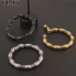 Hoop Huggie Vanku 2PCS Bamboo Ear Hanger Weight Stainless Steel Ear Gauges Plugs Earrings Punk For Women Body Jewelry Piercing Accessories 231214